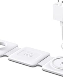 Charging Station for Apple Multiple Devices - 3 in 1 Foldable Magnetic Wireless Charger Dock - Travel Charging Pad for iPhone