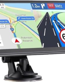 GPS Navigator for Car Truck RV, Latest 2025 Map, 7 inch Touch Screen Real Voice Spoken Turn-by-Turn Direction Reminding Navigation System for Cars, Vehicle GPS with Speed and Red Light Warning